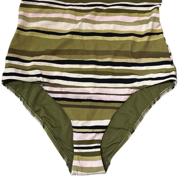 Seafolly Sun Stripe Green One Shoulder One-Piece Swimsuit - Picture 10 of 16
